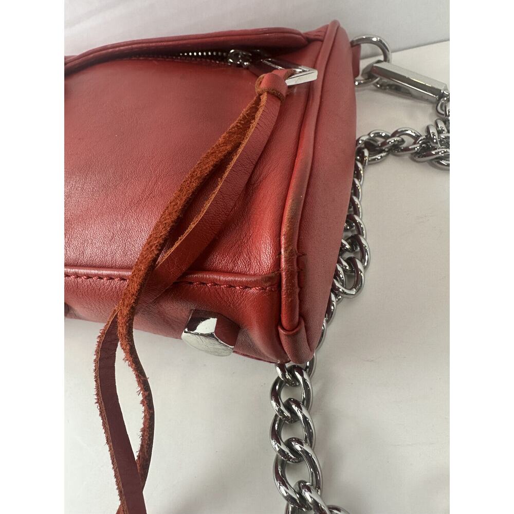 Rebecca Minkoff Mini Mac Crossbody Bag Red Leather Purse Chain Strap Studded - Picture 11 of 16